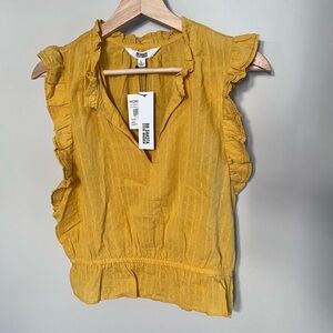 Steve Madden Mustard Ruffled Blouse – Cotton –‎ NWT